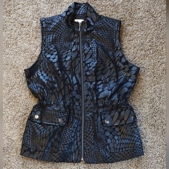 Erin London Women's Size Small Black Adjustable Scrunch Waist Zip up Vest - Picture 3 of 13